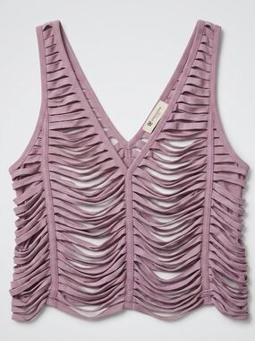 BCBGeneration Dusty Mauve Ladder Cutout V-Neck Tank